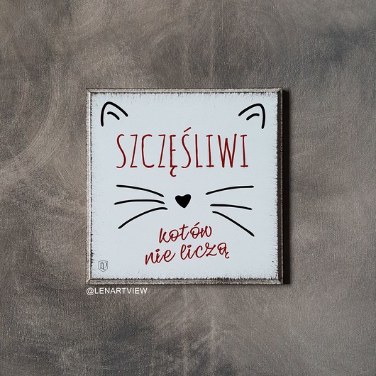 Tabliczka z napisem o kotach LV Home