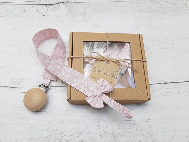 Zawieszka do smoczka dirty pink flowers GroKo Design