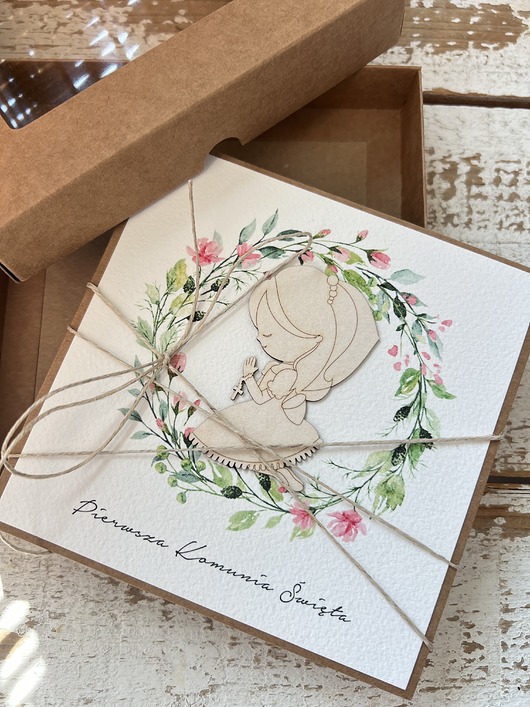 kartki na komunię Kartka na komunię ręcznie robiona - Pamiątka Komunii