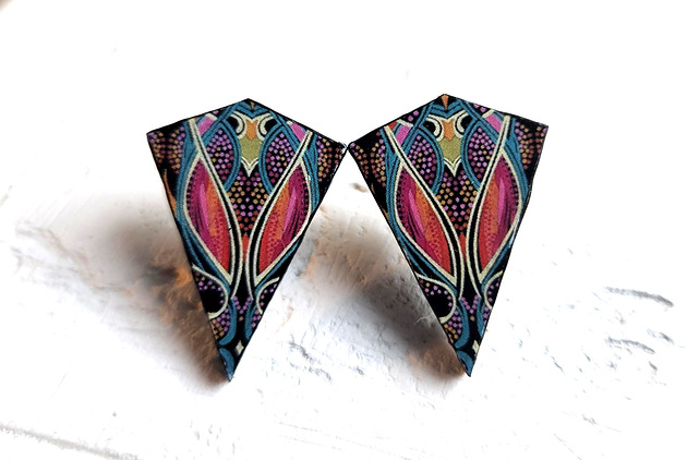 kolczyki drewniane Wkrętki Gekon