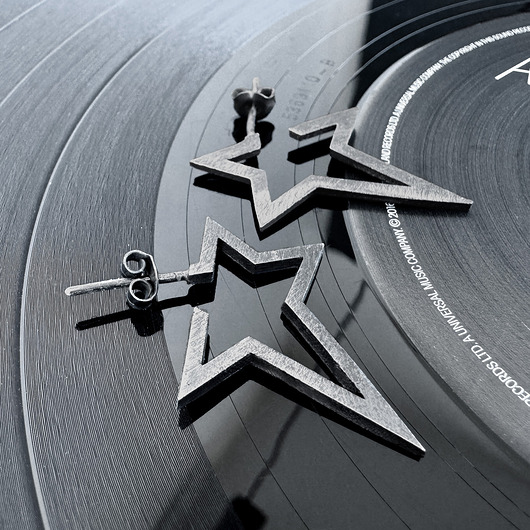 kolczyki srebrne Srebrne kolczyki wkrętki Gwiazdki Rockstar dark, wersja większa