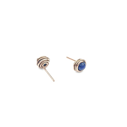 kolczyki wire wrapping Kolczyki sztyfty z lapis lazuli