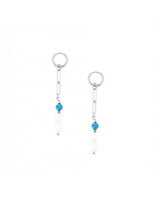 kolczyki - inne Kolczyki z Perłami rzecznymi i lazurowymi Apatytami - Saint-Tropez Srebrna