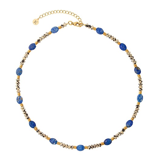 chokery Naszyjnik Lapis Lazuli x Kamień Dalmatyński - Złote