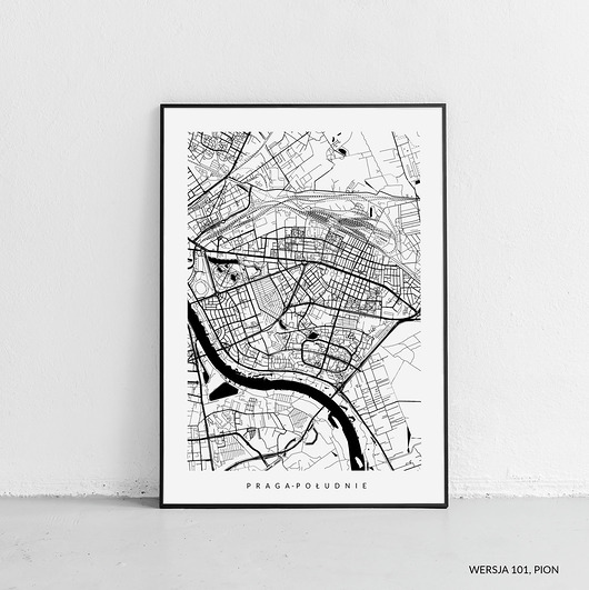 Praga-Południe - plakat z planem dzielnicy PLAKATY GEOMETRYCZNE