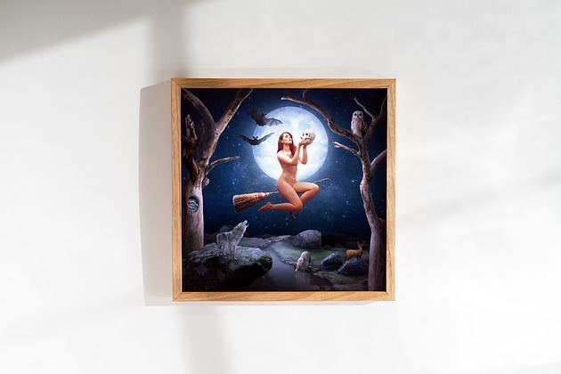 plakaty Surrealistyczny Plakat "Witch's Romance" Kolaż 30x30cm