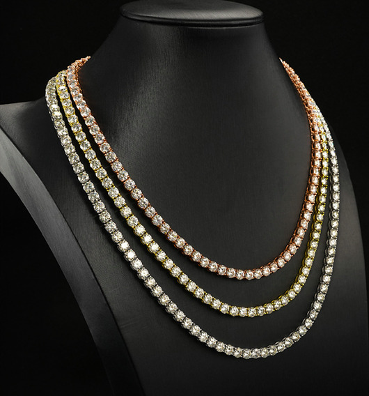 srebrne naszyjniki Łańcuch tenisowy Moissanite 2-6.5mm