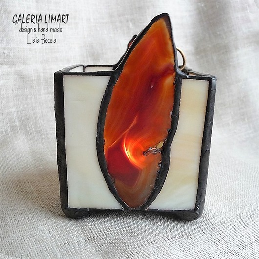 Lampion z agatami. Handmade. Prezent Galeria Limart