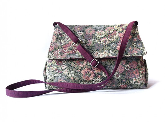 torebka midi - flowers & violet - elfagado