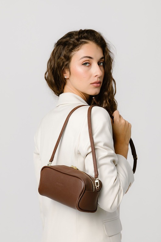 torby na ramię BLISS BAG - skórzana torebka - brąz klasyczny