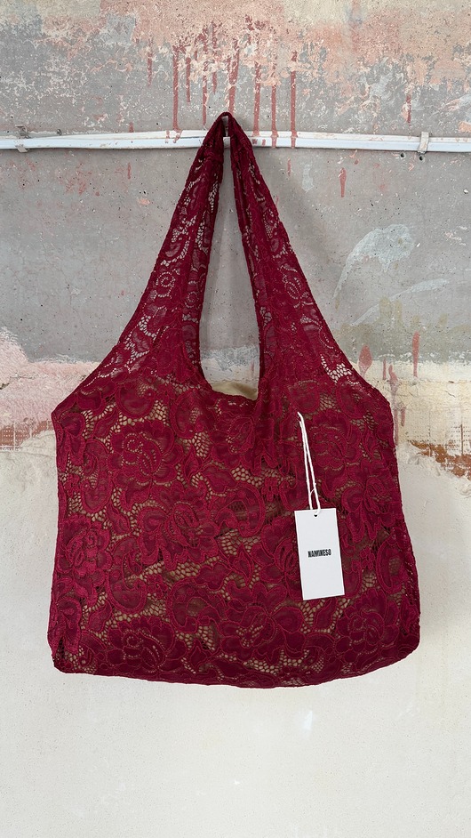 torby na ramię Koronkowa torba shopper NAMINESO SCOOP bordo