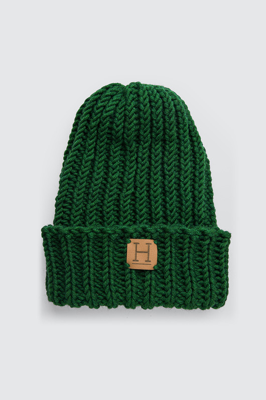 czapki damskie Czapka beanie z wełny merynosa zielony