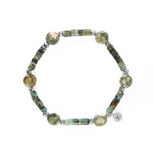 bransoletki z kamieni naturalnych Bransoletka w kolorach zielonego lasu - Wersja Srebrna