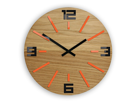 Zegar ścienny Dąb Marco Pomarańcz 33,5cm ModernClock