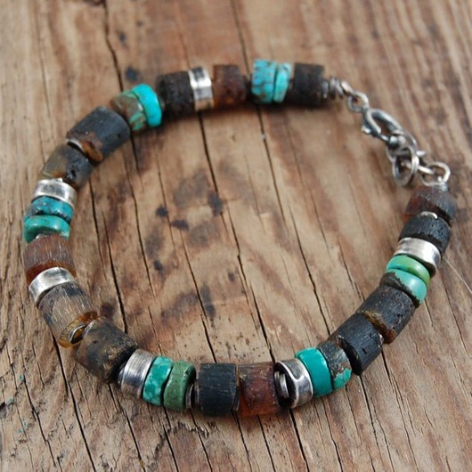 biżuteria męska Bursztyn turkus męska bransoleta