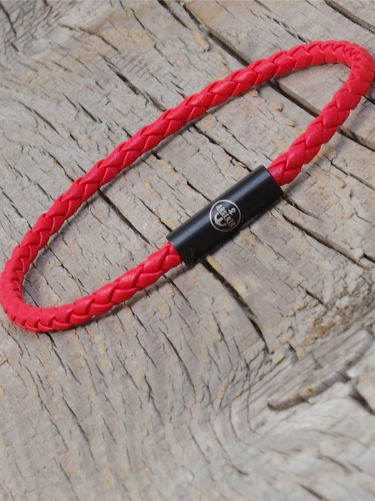 biżuteria męska Męska delikatna czerwona  bransoletka z cienkiego rzemienia