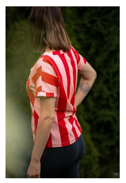t-shirt damskie T-shirt w paski red