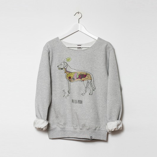 bluza surowo wykończona I'm a dog person SzaraBluza