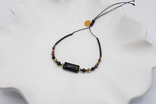 bransoletki z kamieni naturalnych Bransoletka Ochronna Onyks Turmalin Rubin