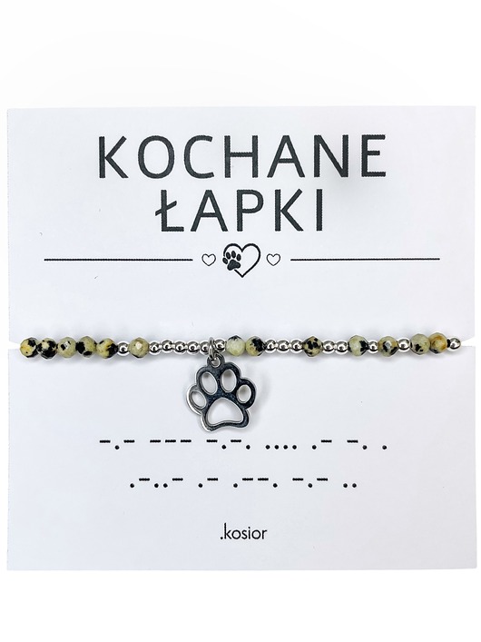 bransoletki na sznurku Bransoletka z kamieni naturalnych Jaspis dalmatyński, Hematyt, 10% na zwierzaki