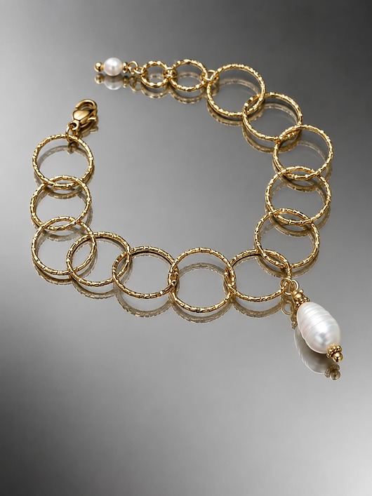 bransoletki złote Pearl white chain /30.09.26/ - bransoletka