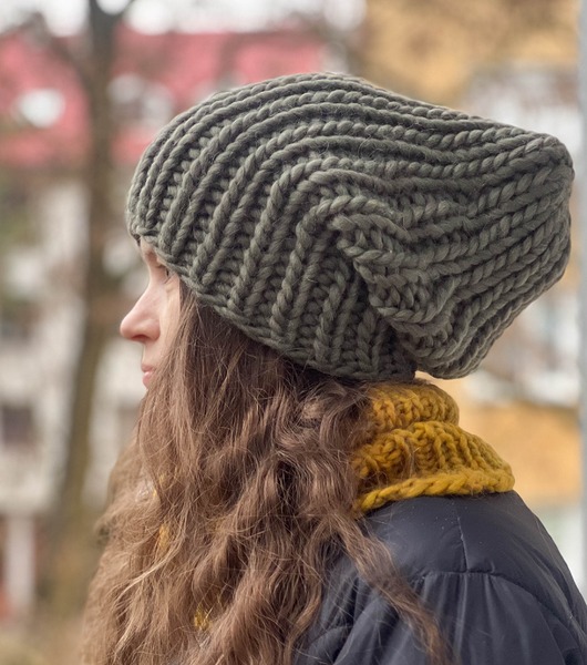 czapki damskie Zimowa czapka z wełny peruwiańskiej i alpaki Lumi wojskowy zielony