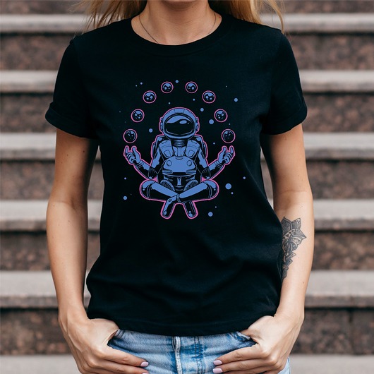 Koszulka damska czarna z nadrukiem Medytacja ART ORGANIC