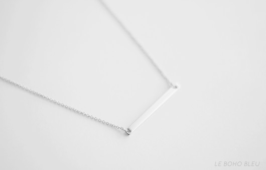 Rhodium Plated Horizontal Bar Necklace Le Boho Bleu