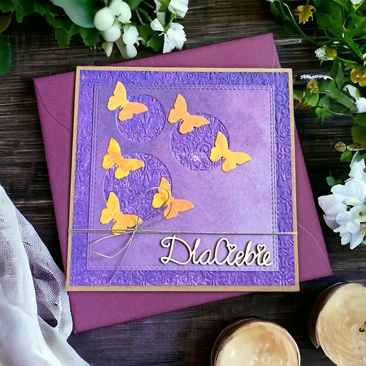 kartki scrapbooking Dla Ciebie : motylki : fiolet.