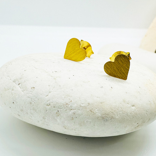 kolczyki pozłacane GOLD HEART Złote kolczyki serca, mini  sztyfty serduszka dla niej