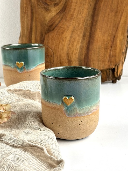 kubki Czarka Kubek bez ucha 200 ml - Rajska plaża z sercem