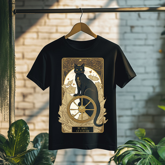t-shirty męskie Koszulka - Kocia karta Tarota - Koło fortuny, The Wheel of Fortune #15