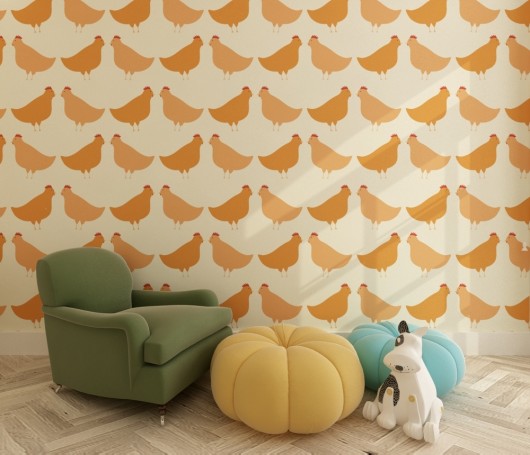 Tapeta Kury Polly Pattern