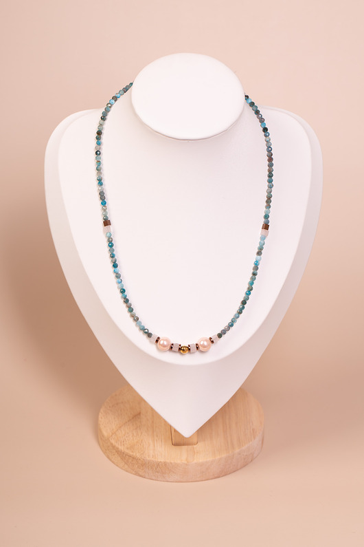 naszyjniki - inne Naszyjnik amazonit i perły