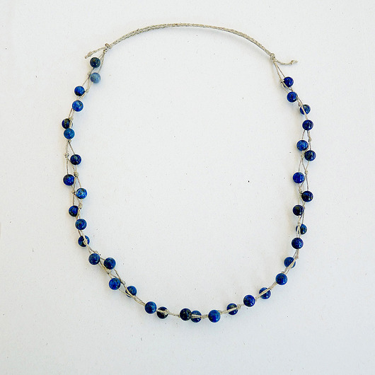 kolie Naszyjnik bez metalu Lapis lazuli 6 mm