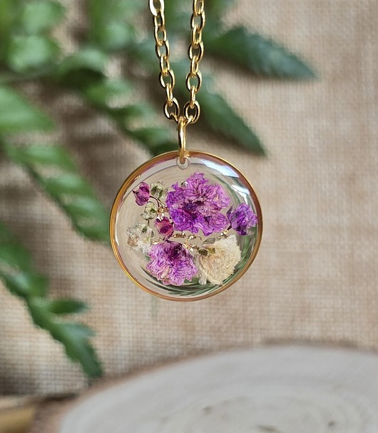 wisiory Wieczne kwiaty wisiorek kwiatowy kobiecy fiolet