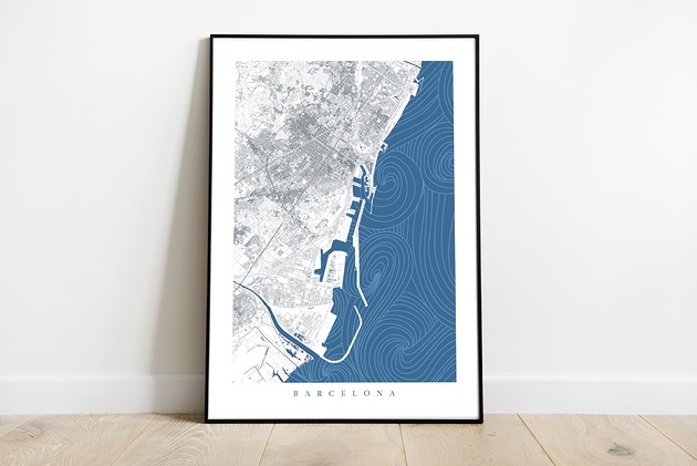 Plakat Barcelona / Hiszpania maps by P