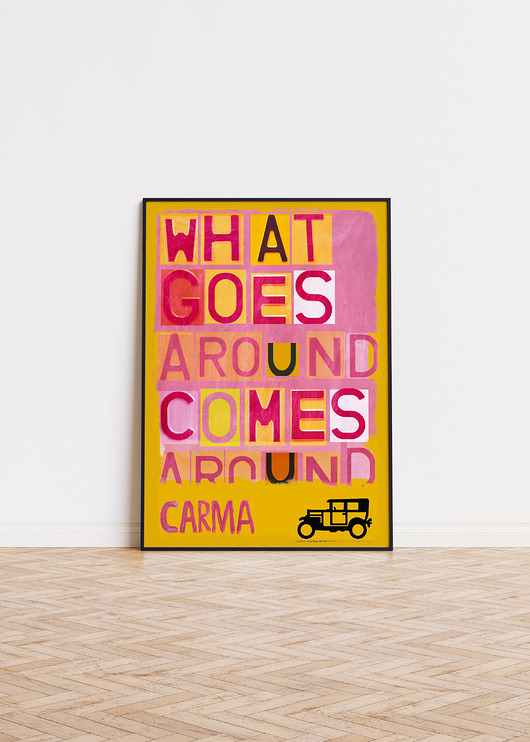 plakaty Plakat CARMA typograficzny na szczęście grafika karma cytat motoryzacyjny