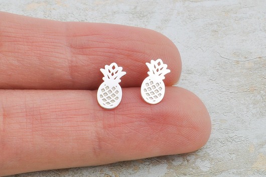 Ananas Kolczyki wkrętki srebrne Flurry 