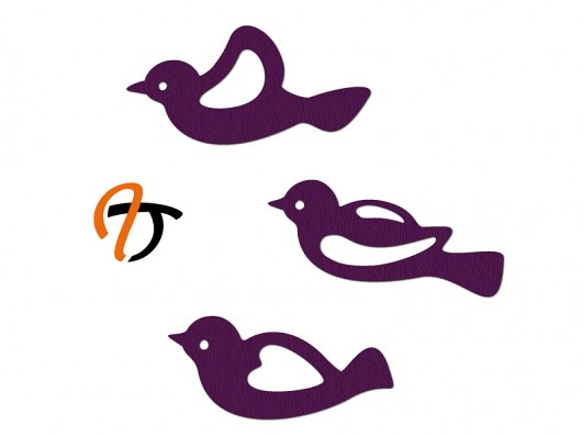 3 filcowe ptaszki na choinkę AT design
