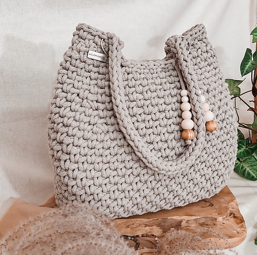 torby na ramię Duża pleciona torebka na ramię Belly bag - perłowa