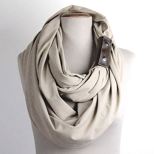 Dzianinowy Komin Tuba Szal XXL - beige (opaska) CADOaccessories