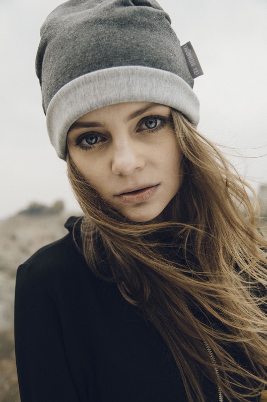 czapki damskie Czapka unisex szara