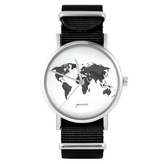 Zegarek - Mapa świata 2 - czarny, nato, unisex yenoo