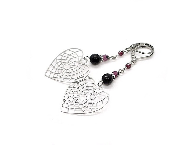 kolczyki wire wrapping Alloys Collection /heart/ - kolczki