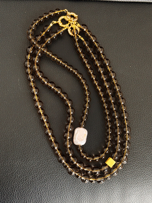 złote naszyjniki Naszyjnik Kwarc Dymny