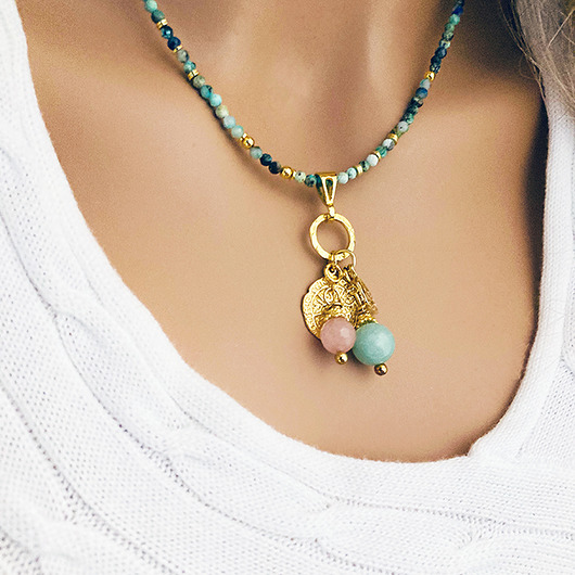 złote naszyjniki SEA & LEAF- Naszyjnik z Chryzokoli