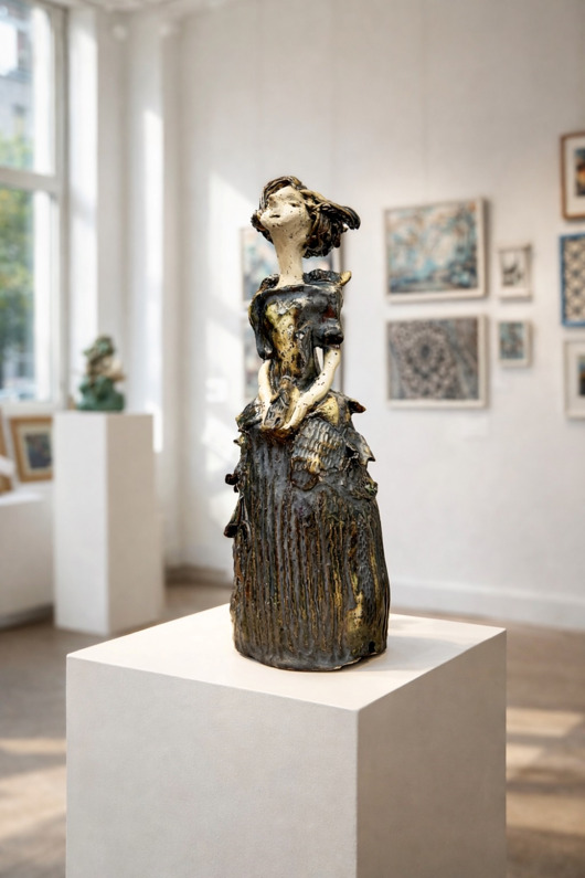 figurki i rzeźby Anioł Cicha Obecność - rzeźba ceramiczna unikat