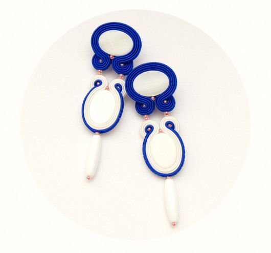 Kolczyki soutache ślubne - chabrowe maanuela