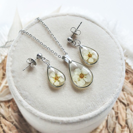 komplet biżuterii Komplet biżuterii z żywicy, prezent dla kobiety